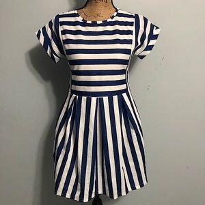 NWT! Chong Xiao Blue & White Striped Dress Small